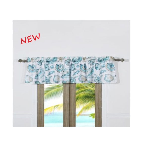 Coastal Home Fashions Seashells  | Turquoise & White Valance NWT/NEW! - Picture 1 of 8
